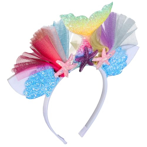 DRESSOOS 1Stk Meerjungfrau Stirnband Blumen-Haarschmuck Meerjungfrau-Kopfschmuck halloween haarschmuck kinder haarschmuck deko Haarband Party-Haarreifen Party-Haarschmuck Prinzessin Schal von DRESSOOS