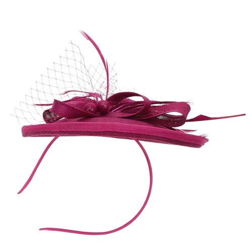DRESSOOS 1Stk Mesh-Stirnband elegant haar zubehör Einzigartiges Haarband roter haarreif Königsblaue Oberteile rosa Mesh-Oberteil Schleier Haarband Kopfbedeckungen für Frauen Feder Rosy von DRESSOOS