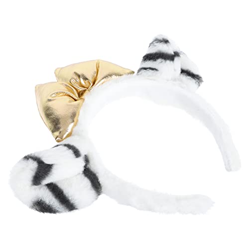 DRESSOOS 1stk Stirnband Verzierte Stirnbänder Für Damen Stirnbänder Für Frauen Katzenhaare Halloween-tier Dschungeltier-cosplay Ohrschmuck Tierkostüm Plüsch Weiß Karikatur Tigerin Fräulein von DRESSOOS