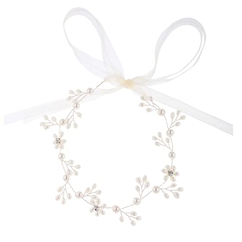 DRESSOOS 1Stk Strass handgemachtes Haarband Haargummis mit Perlen Hochzeit Stirnband Haarbänder Tiara braut kopfschmuck Perlenkopfschmuck für die Braut luxuriös Kopfbedeckung Zubehör von DRESSOOS