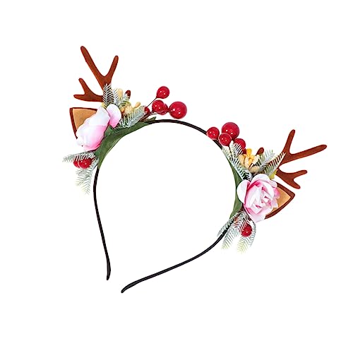 DRESSOOS 1stk Geweih Haarspangen Haarreihner Für Frauen Haarreif Aus Geweih Hirsch-haarband Weihnachtsstirnbänder Weihnachts-rentier-haarband Haarschmuck Für Frauen Damen Beere Niedlich von DRESSOOS