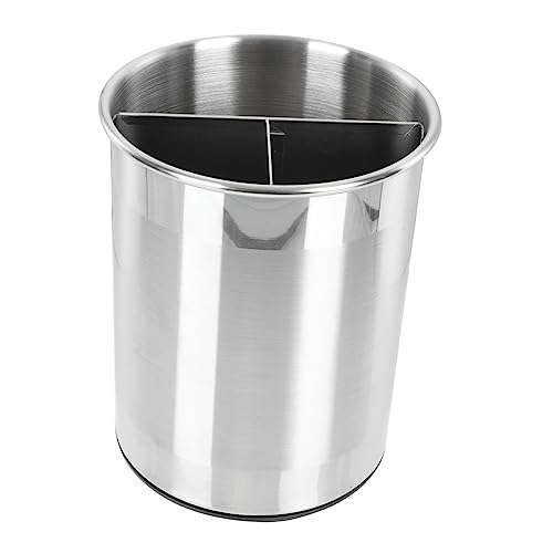 DRESSOOS 1Stk rotierender Eimer Besteckschublade mit Deckel Besteck Abtropfgestell büro organisation büroorganisation Desktop-Organizer Behälter für Küchenutensilien Rostfreier Stahl Silver von DRESSOOS