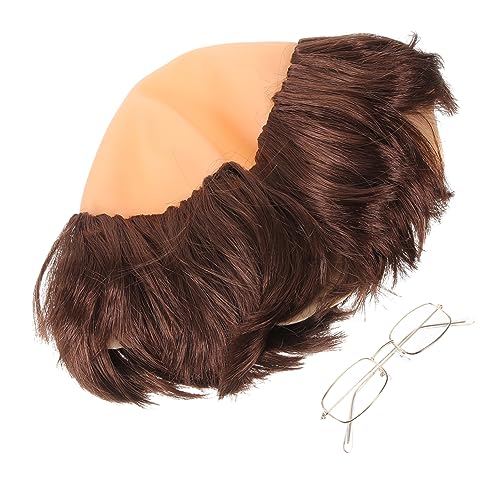 DRESSOOS 1satz Monk Wig Mit Brille Und Glatze Für Cosplay Halloween Und Partys Lustige Leichte Perücke Für Erwachsene Einzigartiges Kostümzubehör Für Männer von DRESSOOS