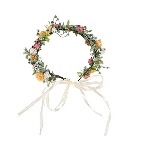 DRESSOOS 1stück Blumenkranz Haarschmuck Für Braut Farbige Kunstblumenkrone Hochzeits-garland-haarband Für Feiern Partys Und Fotoshootings Langlebig Und Komfortabel von DRESSOOS