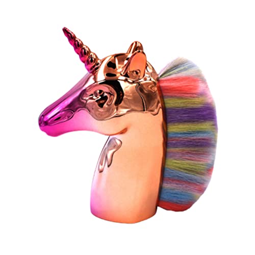 DRESSOOS Einhorn-form Kosmetikpinsel Puder-rougepinsel Und Foundation-pinsel Für Make-up Mit Goldener Griff Und Bunten Borsten in Beutelverpackung Für Frauen Und Mädchen von DRESSOOS