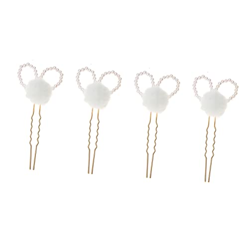 DRESSOOS Perlen-Haarspange 2 Paar Alte Haarnadel haarschmuck Perlenhaarnadel Braut Haarspange Tiara Cosplay-Kopfbedeckung Kopfschmuck für Kinder Mädchen Haarteil Hanfu Plüschkugel Haarball von DRESSOOS