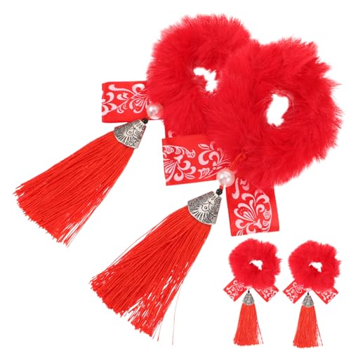 DRESSOOS 2paare Chinesische Quaste Haarbänder Mit Roten Fransen Für Neujahrsfeiern Als Haarschmuck Für Mädchen Und Frauen Für Festliche Anlässe Und Fotoshootings von DRESSOOS