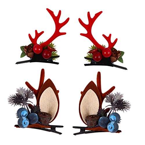 DRESSOOS 2paare Weihnachts-haarclips Mit Geweih-design Lustige Haarspangen Für Frauen Accessoires Für Festlichkeiten Und Fotografie von DRESSOOS