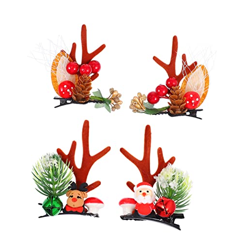 DRESSOOS 2 Paar Weihnachtshaarspangen Haarspangen Für Frauen Rentier-haarspangen Weihnachten Rentier Haarband Weihnachtskopfschmuck Weihnachtsspangen Kinder Haarklammer Geweih Fräulein Abs von DRESSOOS