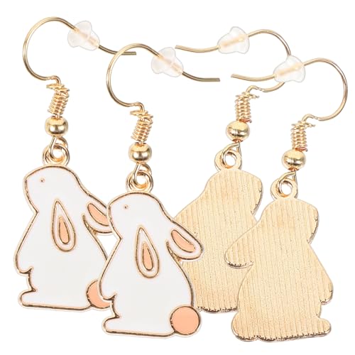 DRESSOOS 2 Paare Hängende Bunny Ohrringe für Mädchen und Frauen Leichte Tropfenohrringe mit Niedlichem Cartoon Hasen Design Modischer Schmuck für Party Alltag und Ostern Einfach zu Tragen von DRESSOOS