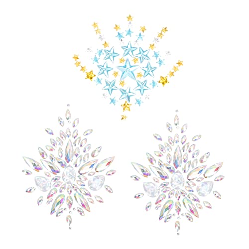 DRESSOOS 2sätze Glitzer Körper Schmuck Brust Aufkleber Mit Strasssteinen Für Festivals Partys Und Make-up Einfache Anwendung Wiederverwendbar Dekorative Körpergemälde Für Damen von DRESSOOS