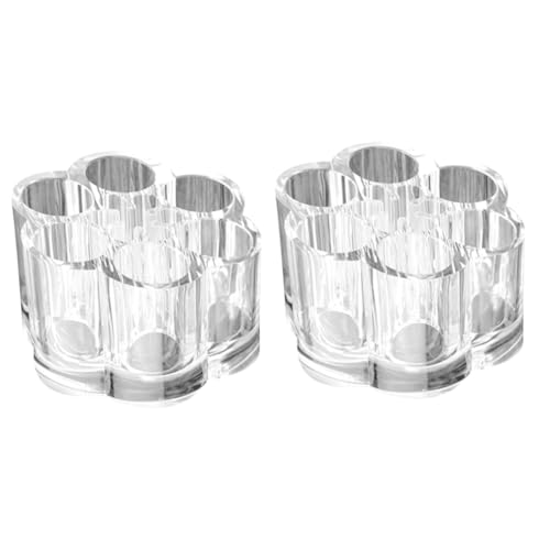 DRESSOOS 2stücke Transparente Kosmetik-organizer Box Zylindrischer Aufbewahrungsbehälter Für Lippenstift Lipgloss Und Schreibutensilien Für Schreibtisch Und Badezimmer Hochtransparent von DRESSOOS