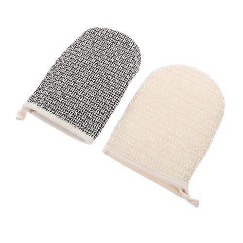 DRESSOOS 2stücke Duschhandschuhe Peeling-luffa-handschuh Körperschrubber Badehandschuh Doppelseitige Luffa-schwämme Gesichts Und Körperpads Für Männer Und Frauen Zum Baden von DRESSOOS