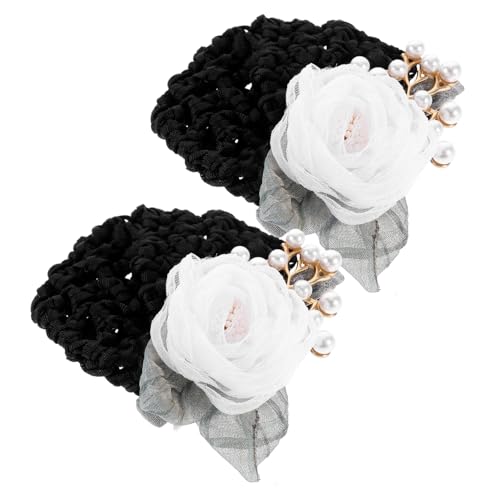 DRESSOOS 2 Stück Blumen Haarnetz Dutt Abdeckung Haar Clip Für Damen Stoff Und Metall Stilvolles Haar Accessoire Für Hochsteckfrisuren von DRESSOOS