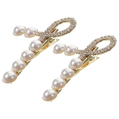 DRESSOOS 2stücke Perlen Haarclips Seitlich Haarclip Hochzeit Kopf-schmuck Elegant Damen Haarspangen Zubehör von DRESSOOS