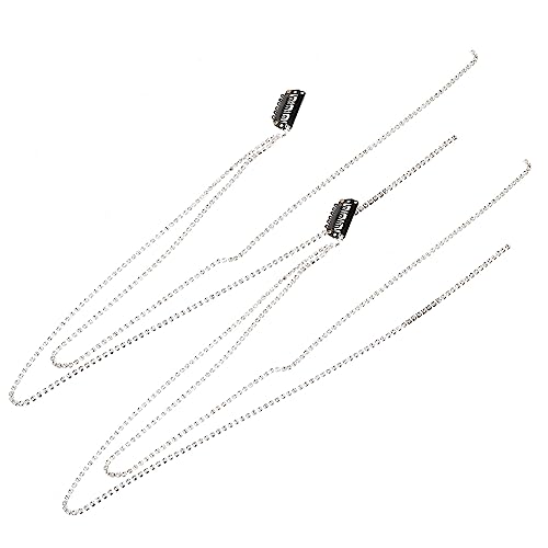 DRESSOOS 2 Stück Dirty Braid Haarspangen Lange Haarkette Haarketten Für Mädchen Haarquaste Kette Strass Haarquaste Zopf Zubehör Geflochtene Haarkette Strass Haarkette Haarschmuck von DRESSOOS