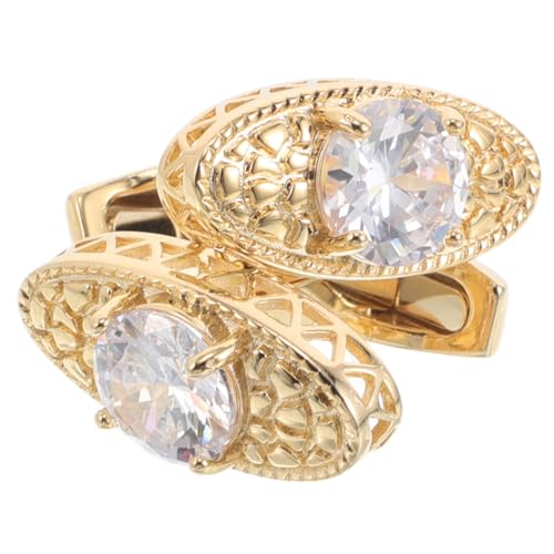 DRESSOOS 2 Stück Französische Manschettenknöpfe Goldfarben mit Funkelnden Zirkonia Leichter Komfort Vintage Schmuck für Herren Business und Festliche Anlässe von DRESSOOS