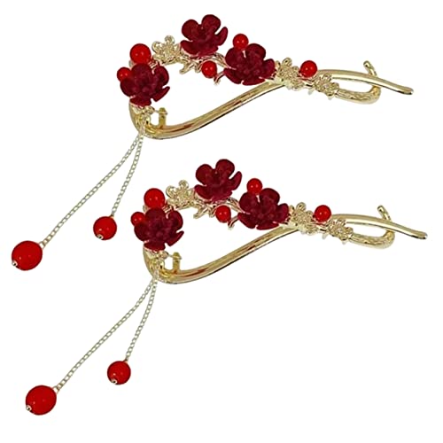 DRESSOOS 2stücke Rote Pflanzliche Für Damen Haarspangen Mit Dekorativem Design Für Sommerfrisuren Und Besondere Anlässe von DRESSOOS