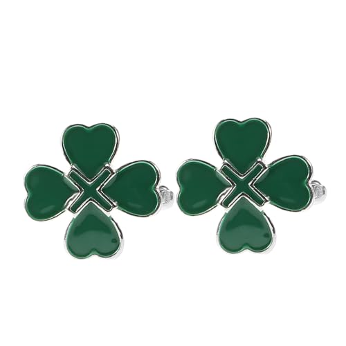DRESSOOS 2 Stück Grüne Manschettenknöpfe Herren Irisches Herz Vierblättriges Kleeblatt Design Elegant Langlebig Für Business Hochzeit St Patricks Day Party Schmuck von DRESSOOS