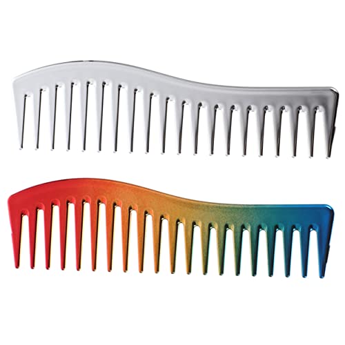 DRESSOOS Haarkämme Herren Stylingkamm Set Gebogen Abs Friseurkamm Bartkamm Für Schwarze Männer Haarkamm Set 2 Stück Silber Bunt von DRESSOOS