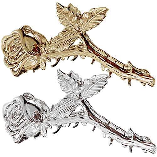 DRESSOOS 2stücke Rosenhaarklammern Haarklammern Für Frauen Haarschmuck Aus Legierung Blumenhaarklammern Für Haare Haarspangen von DRESSOOS