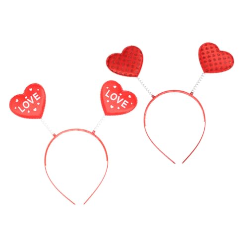 DRESSOOS 2 Stück Herz-Stirnband Mädchen-Geschenke Valentinstag-Stirnbänder Kleid Für Kinder Valentinstag-Kopfbedeckung Herz-Haar-Accessoires Kinder-Haar-Accessoires Stoff Rote von DRESSOOS