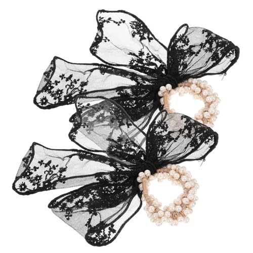DRESSOOS 2stücke Perlen Haarband Für Damen Schleife Haarring Elastischer Pferdeschwanzhalter Haarband Für Mädchen Elegantes Haaraccessoire Mit Perlen-design von DRESSOOS