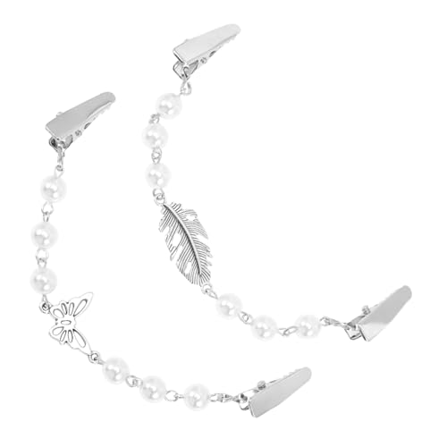 DRESSOOS 2 Stück Retro Perlen Strickjackenclips aus Legierung und Abs Stilvolle Schal und Pulloverclips Dekorative Kragenhalter für Damen Modische Broschen für Cardigans und Kleider von DRESSOOS