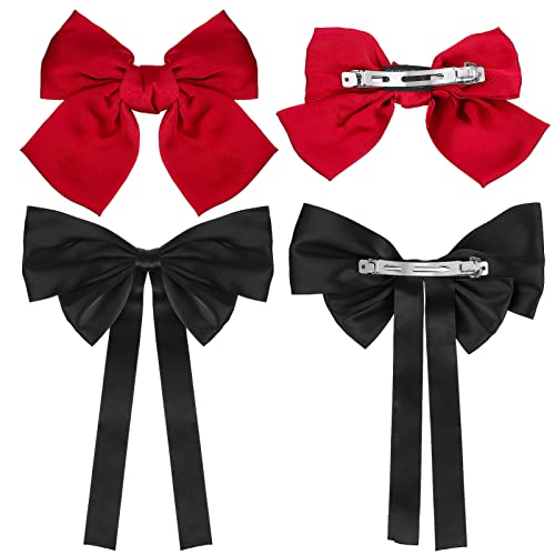 DRESSOOS 2 Stück Rote Und 2 Stück Schwarze Schleifenclips Große Haarspangen Mit Schleife Für Frauen Und Mädchen Haarschmuck DRESSOOS 2 Stück Rote Und 2 Stück Schwarze Schleifenclips Große Haarspangen Mit Schleife Für Frauen Und Mädchen Haarschmuck von DRESSOOS