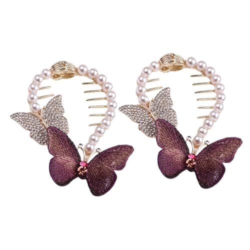 DRESSOOS Haarspangen Damen Dünnes Haar Strass Schmetterling Haarknoten Halter Glitzernde Haarklammer Für Hochsteckfrisuren Und Pferdeschwänze Eleganter Haarschmuck Mit Perlen Für Damen Und Ädchen von DRESSOOS