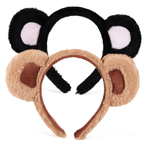 DRESSOOS Bärenohren Stirnband 2 Stück Flauschige Bärenohren Kopfbedeckung Für Erwachsene Weiches Make up Stirnband Für Cosplay Halloween Und Kostümpartys Angenehm Zu Tragen Nicht von DRESSOOS