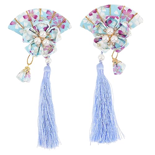 DRESSOOS 2 Stück Teiliges Japanisches Haarschmuck Fächerförmige Haarnadel mit Quasten für Damen Haarspange für Hochzeiten Partys und Besondere Anlässe von DRESSOOS