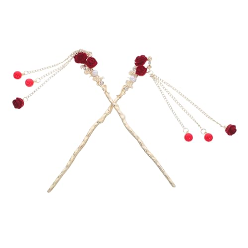 DRESSOOS 2 Stück Vintage Rosenblüte Haarschmuck Damen Haarklammer für Dutt Flechtfrisuren Stilvolles Langlebiges Stylingzubehör für Alltag Hochzeit und Besondere Anlässe von DRESSOOS