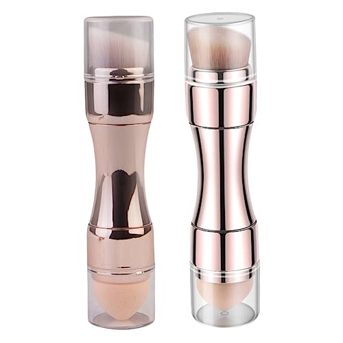 DRESSOOS 2stücke Teiliges Tragbarer Make-up-pinsel Für Foundation Concealer Und Lidschatten Multifunktionale Kosmetikpinsel in Gold Und Roségold Für Zuhause Und Unterwegs von DRESSOOS