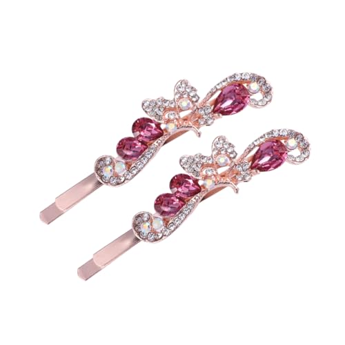 DRESSOOS Haarschmuck Für Die Braut 2-Teiliges Set Brautjungfer Kopfschmuck Haarstyling-Haarspangen Jahrgang Haarklammer Haarnadel Haarschmuck Strasssteine Kopfbedeckung Blüte Damen Rosa von DRESSOOS