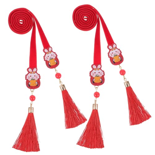 DRESSOOS 2 x Haargummis, chinesischer Haarschmuck, Stoff, Feen-Schmuck für Mädchen, chinesisches Neujahr von DRESSOOS