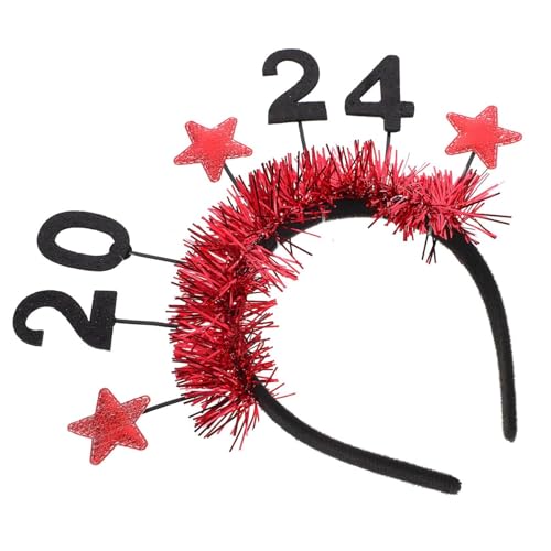 DRESSOOS Neujahrs Haarreif Roter Party Haarband Mit Sternen Und Festtagsdeko Lustiges Accessoire Für Silvesterfeiern Und Besondere Anlässe Für Erwachsene Und Fotorequisiten von DRESSOOS