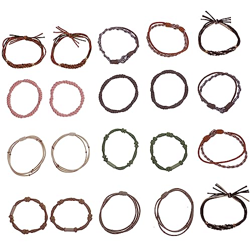 DRESSOOS 20stücke Bohemia Haargummi-armband Pferdeschwanzhalter Boho-haargummis Kleine Pferdeschwanzhalter Haarhalter Für Mädchen Süße Bindearmbänder von DRESSOOS