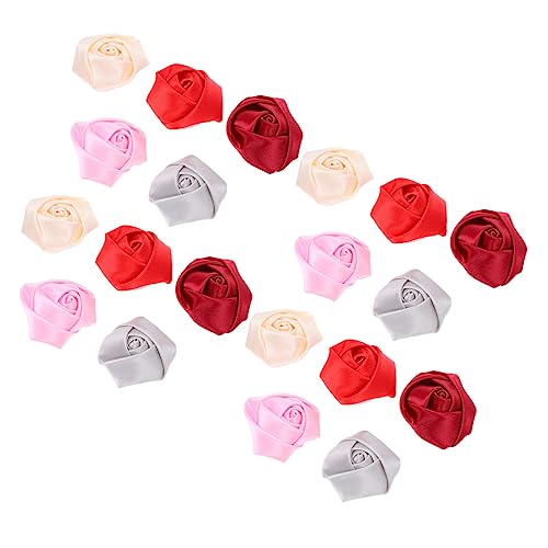 DRESSOOS 20stücke Diy Stoffblume Charms Diy Kopfschmuck Blumen Applikationen Stoff Rosenknospen Herstellung Zubehör Blumenkopf Garnitur von DRESSOOS