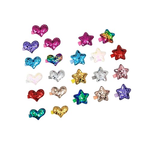 DRESSOOS 22stücke Glitzer-haarspangen Herzförmige Und Fünfzackige Sterne Haaraccessoires Für Mädchen Bunte Junge Mädchen-haarclips Für Besondere Anlässe Langlebig Und Modisch von DRESSOOS