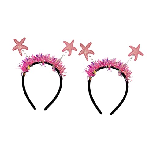 DRESSOOS 2stücke Rosa Frühlings Haar Seestern Party Stirnband Glänzenden Glitter Kopfschmuck Geschenk Phantasie Haar Accessary Party Favors von DRESSOOS