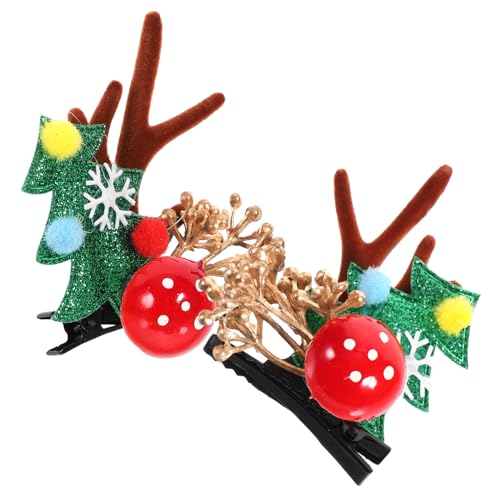 DRESSOOS 2St Geweih-Haarspangen kinder haarspangen haarspange kinder Haarspangen mit Rentierohren Weihnachtshaar Haarnadel Haarklammer Haar Klammern Haarspangen für Kinder Weihnachtsbaum von DRESSOOS