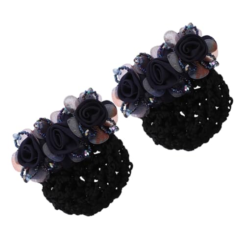 DRESSOOS Elegante Haarnetz-clips Aus Stoff Mit Blumen Für Frauen Dutt-netz Haarknoten-accessoires Für Arbeitsoutfits von DRESSOOS