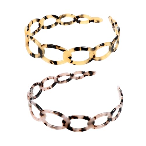 DRESSOOS 2stücke Zahn Haarreif Für Damen Haarschmuck Aus Schildpatt Haarbänder Mit Aushöhlendem Design Stirnband Anti-slip Geeignet Für Alltag Und Freizeit von DRESSOOS