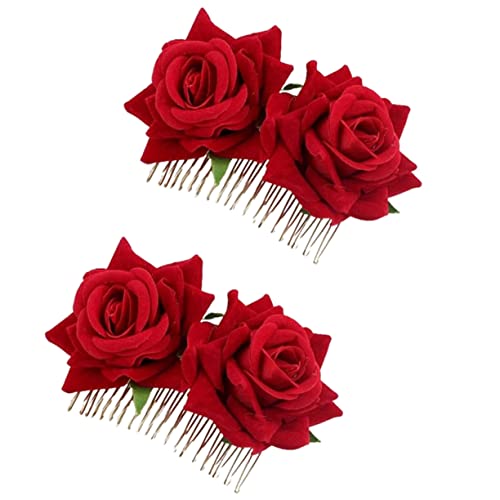 DRESSOOS Haarkämme Für Hochzeiten 2 Stück Braut-haarkamm Mit Rosenblüte Haar-accessoire Für Hochzeit Party Abschlussball Ausgehen von DRESSOOS