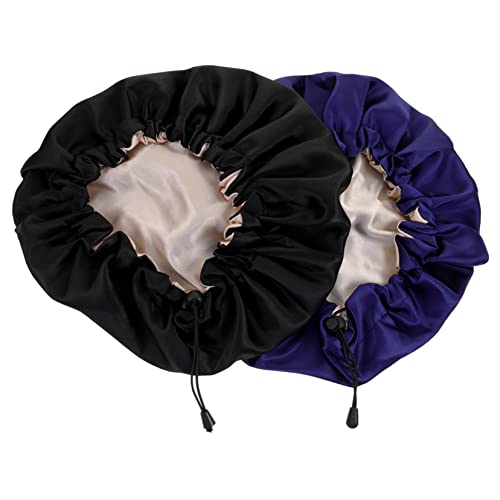 DRESSOOS 2St doppelschichtige Schlummertrunk Hut Badekappen silk cap for sleeping silk sleeping cap Haarhaube aus Seide Motorhaube für Männer atmungsaktive Haarkappen Reise-Badekappe Backöl von DRESSOOS