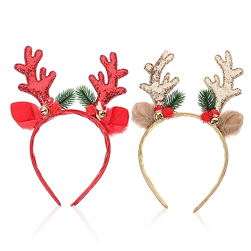 DRESSOOS 2 Stück Weihnachts-geweih-stirnband Rentier-geweih-stirnband Für Frauen Und Mädchen Urlaubs-haar-accessoires Für Weihnachtsfeiern von DRESSOOS