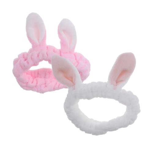 DRESSOOS 2er Set üsch Haarband Mit Bunny Ohren Elastisches Makeup Stirnband Für Gesichtswäsche Und Kosmetik Pink Und DRESSOOS 2er Set üsch Haarband Mit Bunny Ohren Elastisches Makeup Stirnband Für Gesichtswäsche Und Kosmetik Pink Und von DRESSOOS