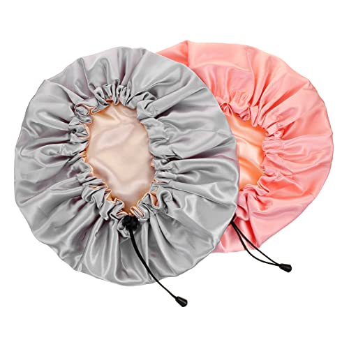 DRESSOOS 2er-pack Satin-schlafhauben Für Damen Weich Bequem Wiederverwendbar Duschhaube Passend Für Kopfgrößen von DRESSOOS