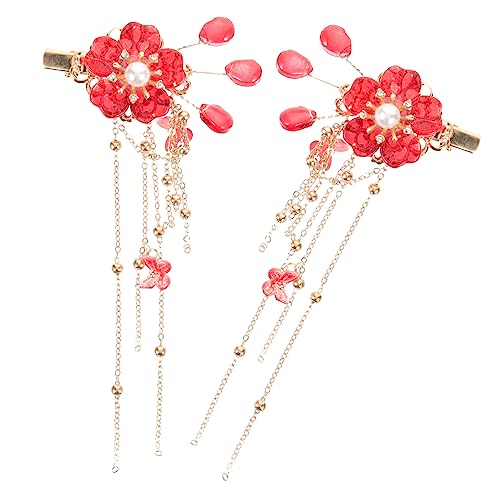 DRESSOOS 2stücke Blumen Haarnadeln Mit Quaste Haarclips Für Mädchen Damen Haarschmuck Blumendeko Hochzeitsfrisuren Geburtstag Party Fotoshootings Zubehör Dekorationen von DRESSOOS